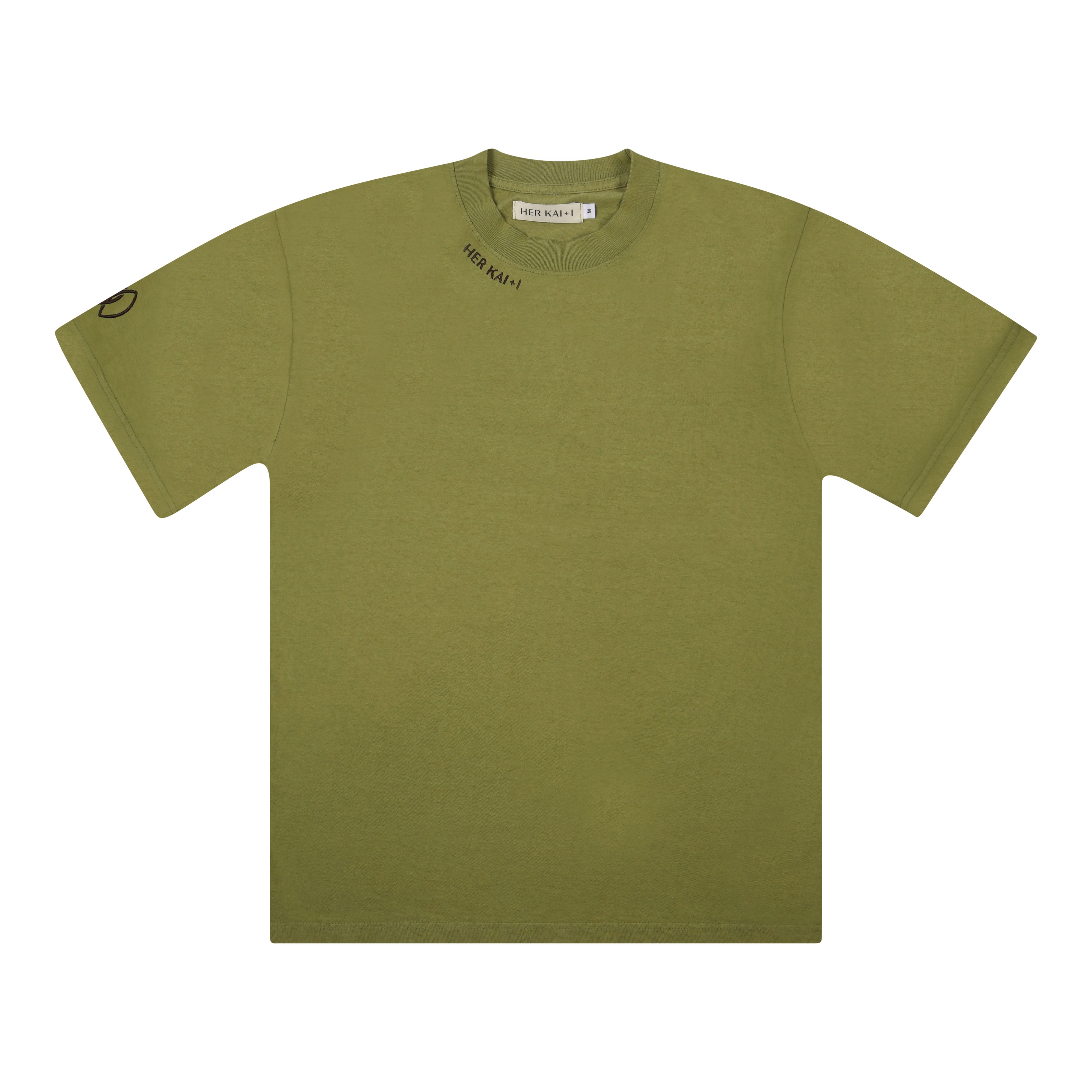 Front View of Forever Connected T-shirt in Sage Green by Her Kai & I