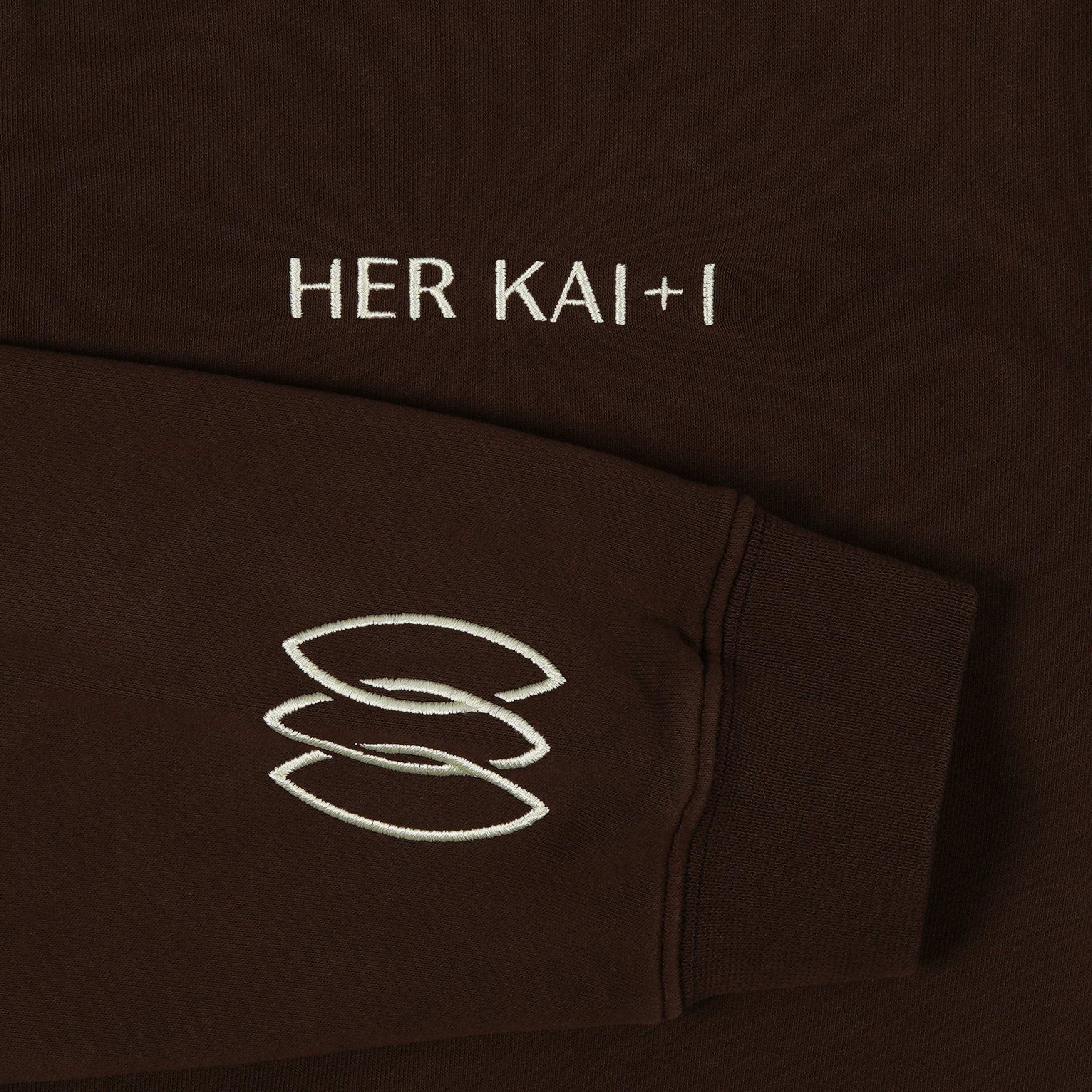 Her Kai & I Embroidered Logo on Forever Connected Sweatsuit in Brown